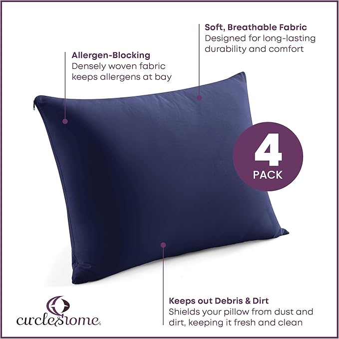 CirclesHome Pillow Protectors 4 Pack King Zippered - Image 2