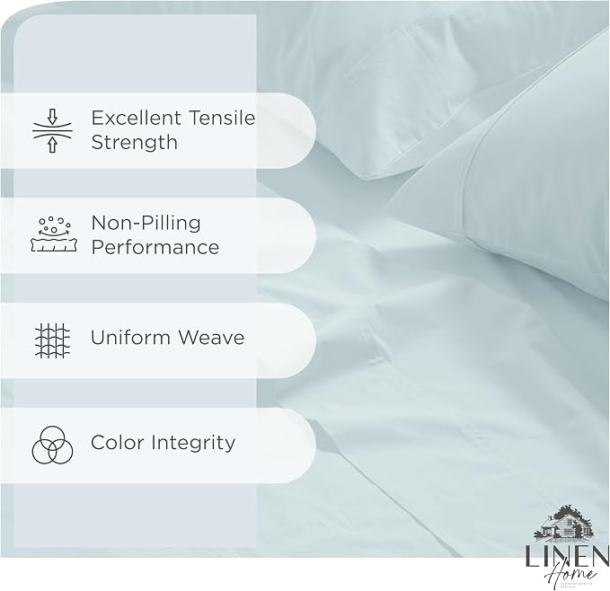Linen Home 100% Cotton Percale Sheets California King Size, Deep Pocket - Image 2