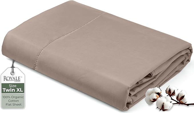 Royale Linens 100% Organic Cotton Twin XL Flat Sheet Only by ROYALELINENS