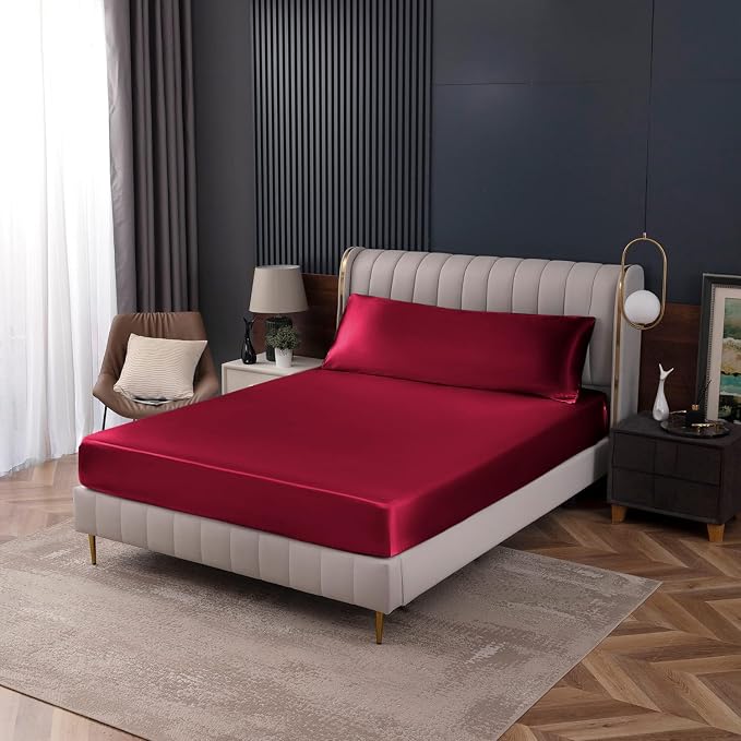 Homiest Burgundy Satin Fitted Sheet - Image 7