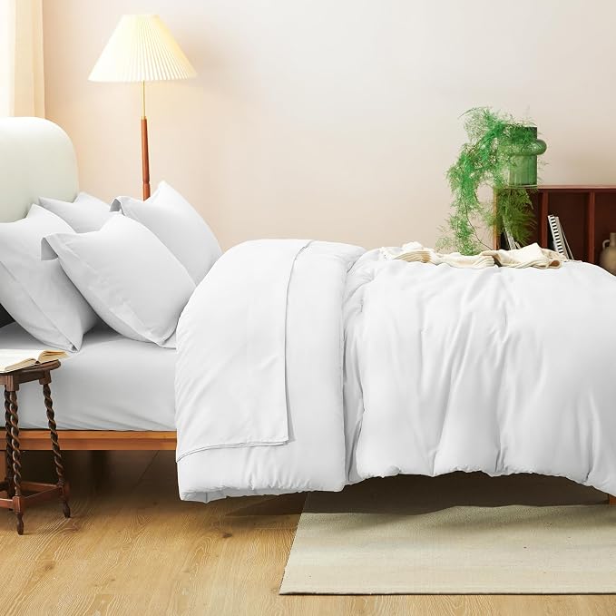 CozyLux Twin XL Comforter Set White, 5 Pieces Bed in a Bag Twin Extra Long - Image 4
