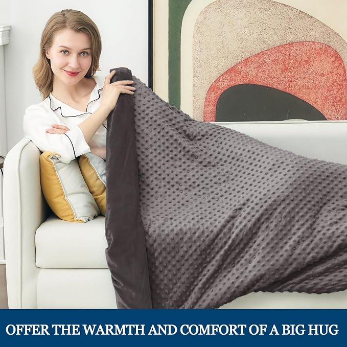 Weighted Blanket with Cover Queen Size Heavy Blanket Removable Soft Grey - Image 3