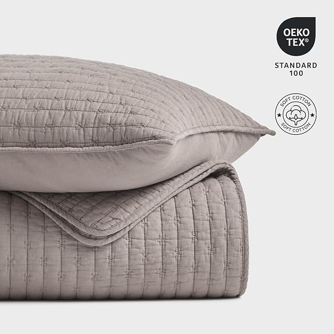 EVERGRACE Cross Stitch Pre-Washed Cotton Quilt Bedding Set King Size, Oversized - Image 6