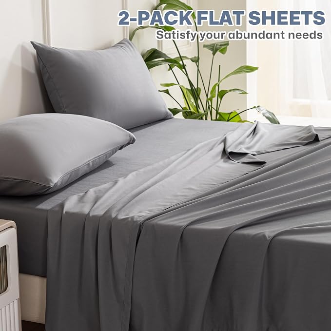 Lavisun Full Flat Sheets 2 Pack, Hotel Quality Flat Bed Sheets, Brushed - Image 8