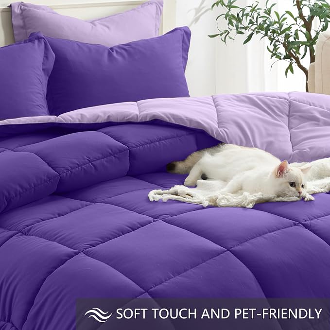 Homelike Moment King Size Comforter Set Purple, Comforters King Size Bed Sets - Image 4
