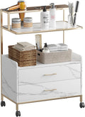 Salon Rolling Trolley with Lockable Wheels Barber Cart with Storage Drawer by Waktavel