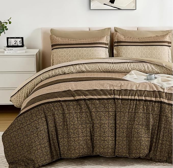 WONGS BEDDING 7 Pieces Comforter Set California King Size, Bohemian Soft by WONGSBEDDING