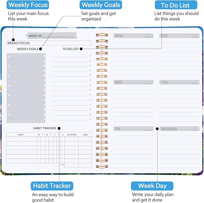 Undated Weekly Planner, A5 Weekly To Do List Notebook - Image 2