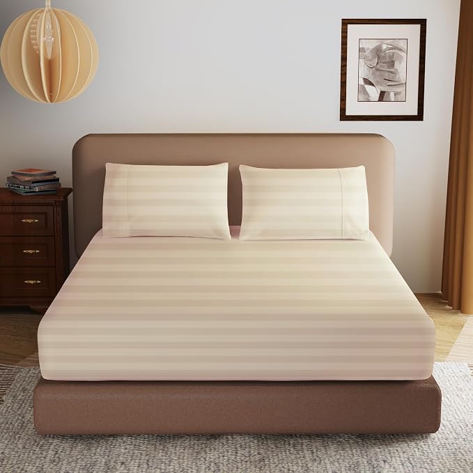 100% Egyptian Cotton Fitted Sheet Full Size, 600 Thread Count, Single Fitted by ZaizaiHome