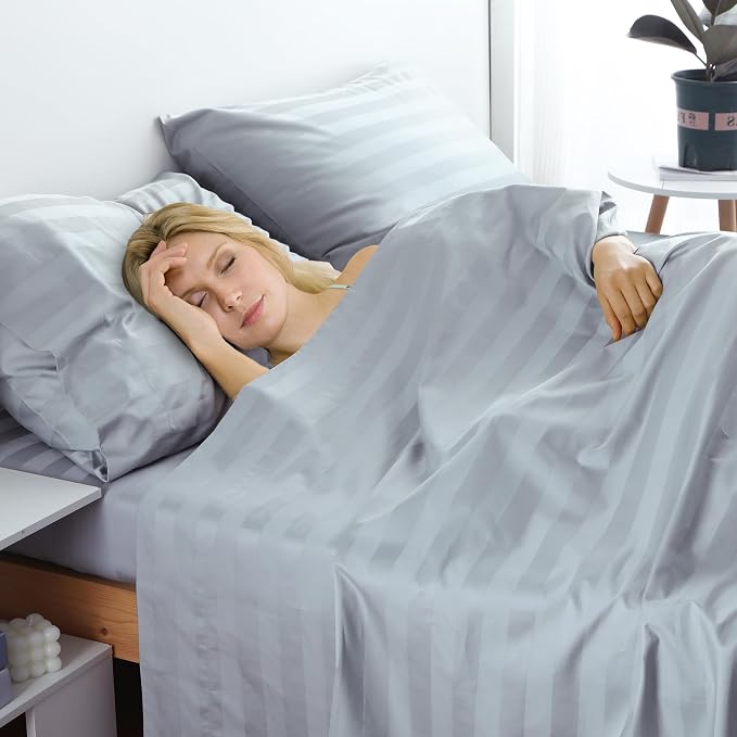 Cotton Twin Flat Sheet Only, 600 Thread Count 100% Egyptian Cotton Top Sheet - Image 6