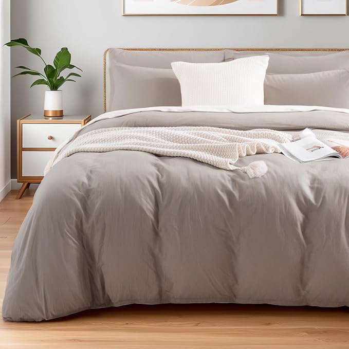 NEXHOME PRO Duvet Cover Set Kids Twin Size Linen Look Textured Organic Natural by NEXHOMEPRO