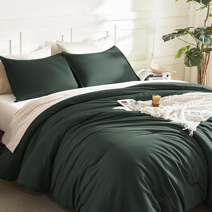 Litanika Forest Green Comforter Full Size, 3 Pieces Lightweight Solid Bedding - Image 5