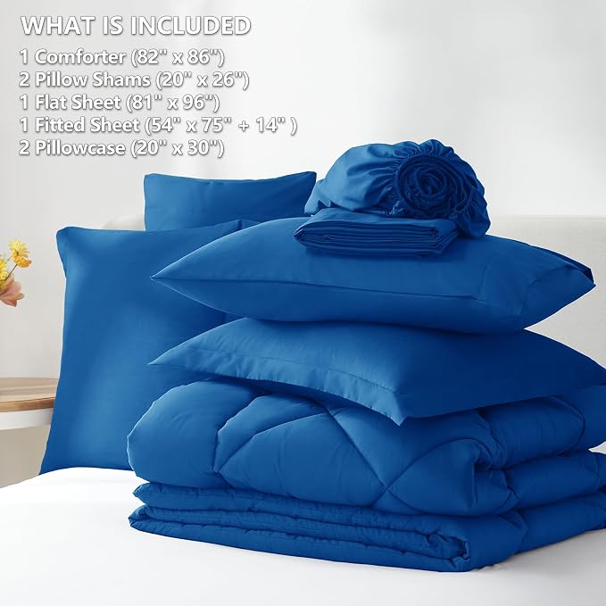 CozyLux Full Size Comforter Sets Classic Blue - Image 6