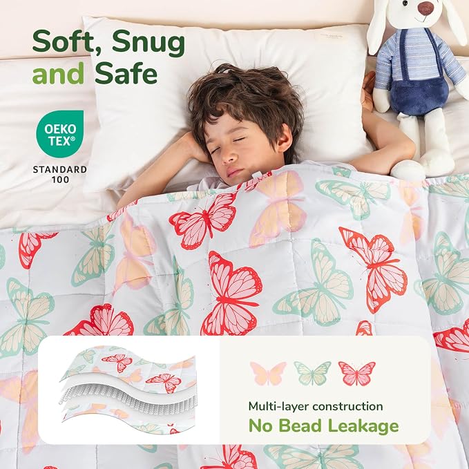 Sivio Weighted Blanket 3lbs, Butterfly Friends Small Cooling Heavy Blankets - Image 3