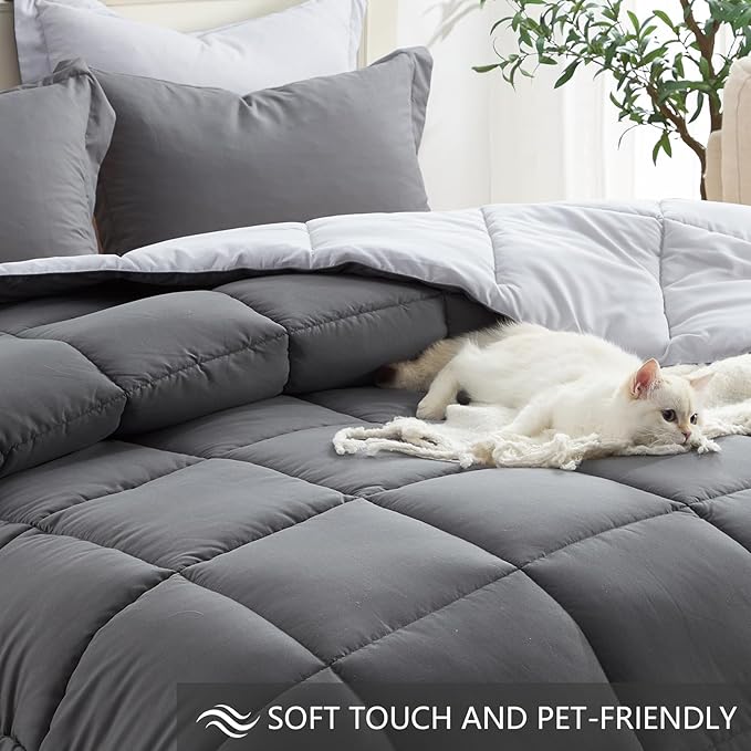 Homelike Moment King Size Comforter Set Grey, Comforters King Size Bed Sets - Image 4