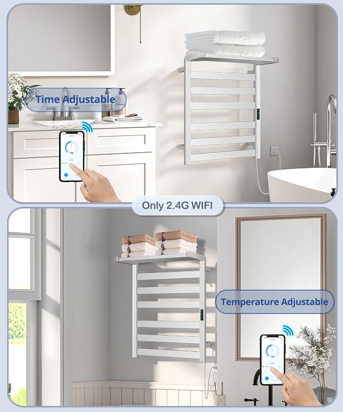 WiFi Heated Towel Rack Wall Mounted, Electric Towel Warmer - Image 6