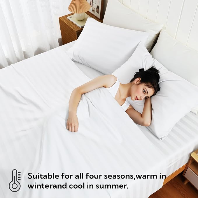 Cotton Flat Sheets Only, 600 TC 100% Cotton Flat Sheet Top Sheet Only, Full - Image 7