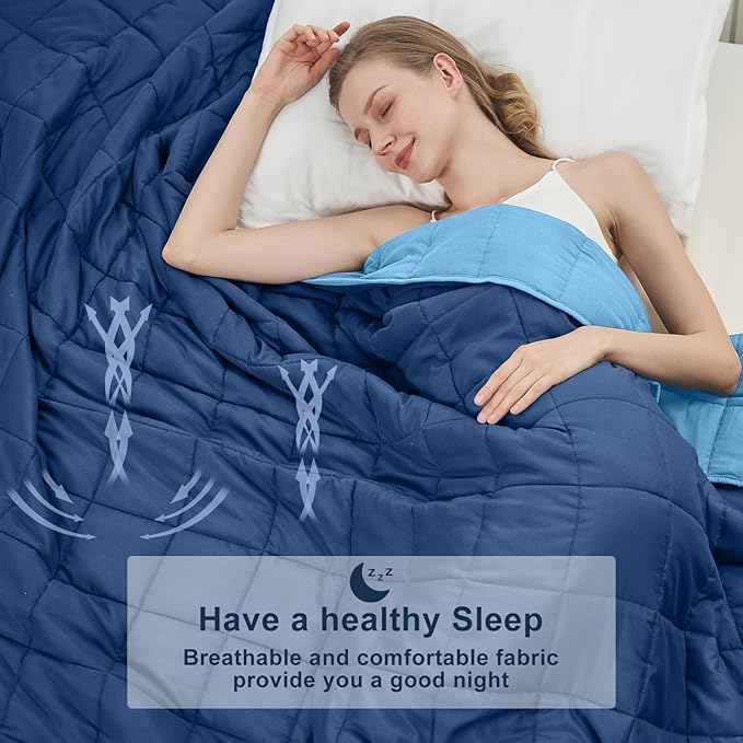 Blue Weighted Blanket for Adults 20lbs, King Size Cooling Heavy Throw Blanket - Image 4