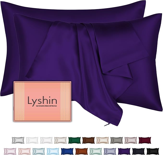 Silk Pillow Cases 2 Pack King Size by LYSHINSILKPILLOWCASES