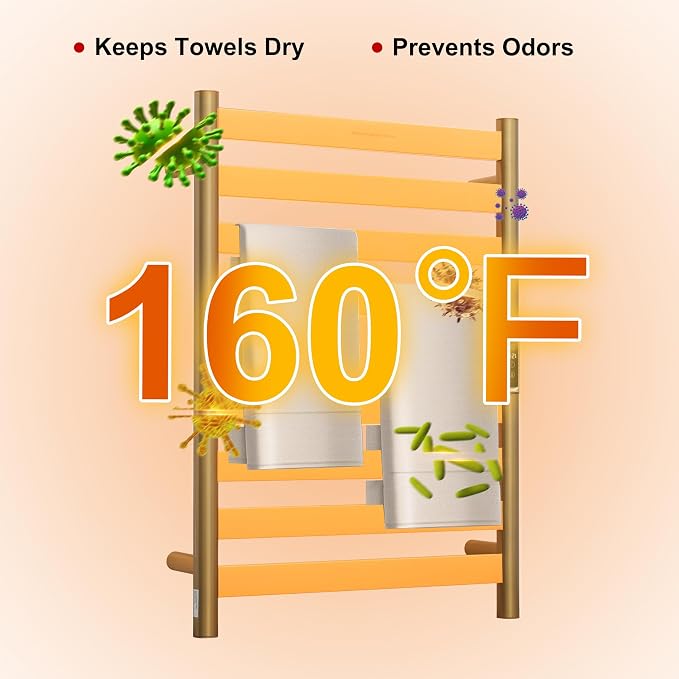 Heated Wall Mounted Electric Towel Warmer Rack, Timer & Temperature Control - Image 3