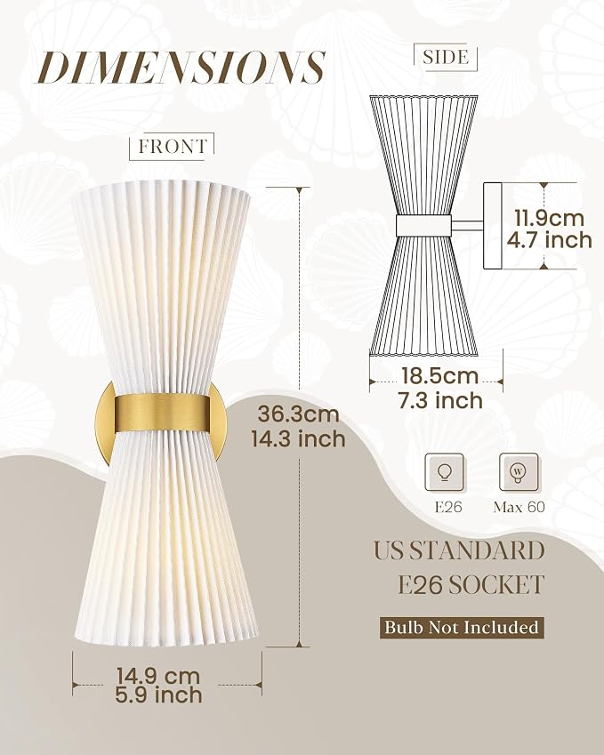 Gold Sconce Wall Lighting, HWH Single Wall Vanity Light Fixture - Image 2
