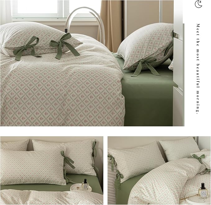 mixinni Red Floral Duvet Cover Set Full Size - Image 7