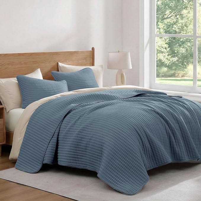 WRENSONGE King Size Quilt-3 Pieces Lightweight Bedspreads Oxford Blue King - Image 3