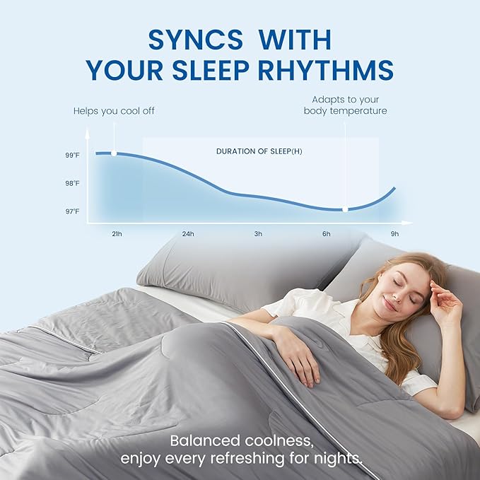 Cozy Bliss Cooling Comforter Twin Size, Reversible Lightweight Cooling Blankets - Image 2