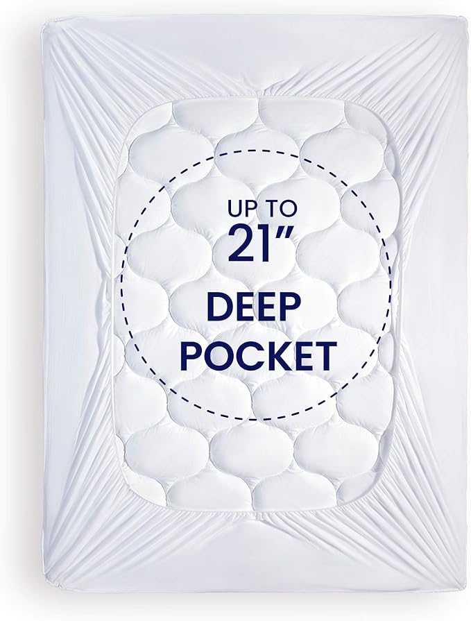 SLEEP ZONE Quilted Fitted King Size Mattress Pad Cover - Image 4