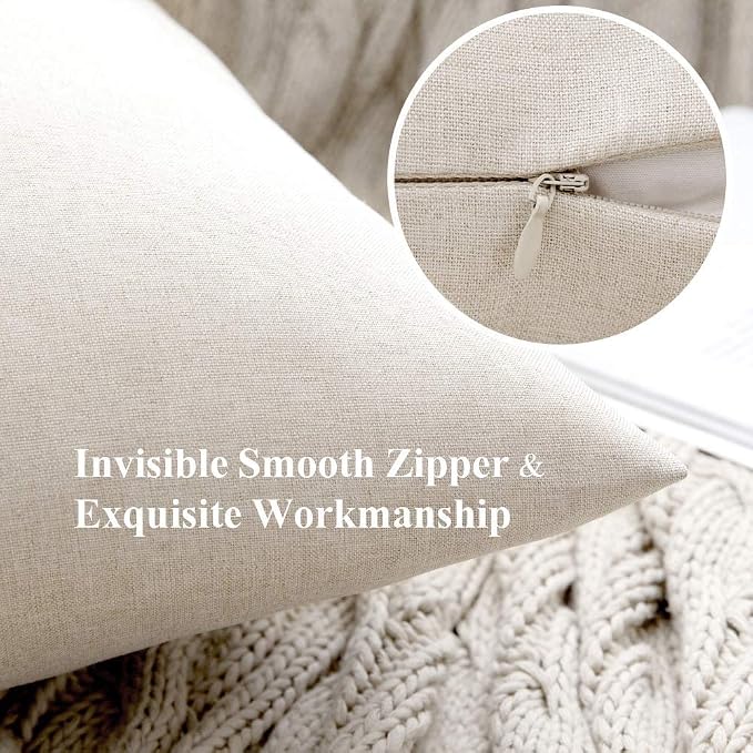 MIULEE Pack of 2 Decorative Outdoor Solid Waterproof Throw Pillow Covers Faux - Image 3
