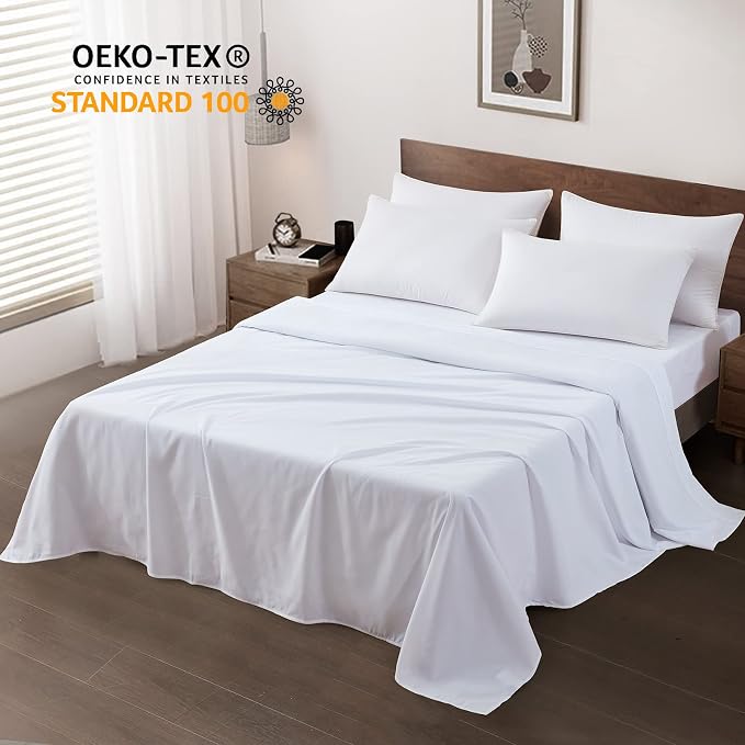 Maple&Stone King Flat Sheet 6 Pack, Premium Soft & Breathable, Brushed - Image 2