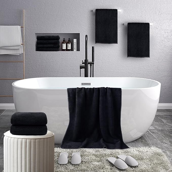 HOMEXCEL 8 Piece Bath Towel Set, Microfiber Bathroom Towel - Image 4