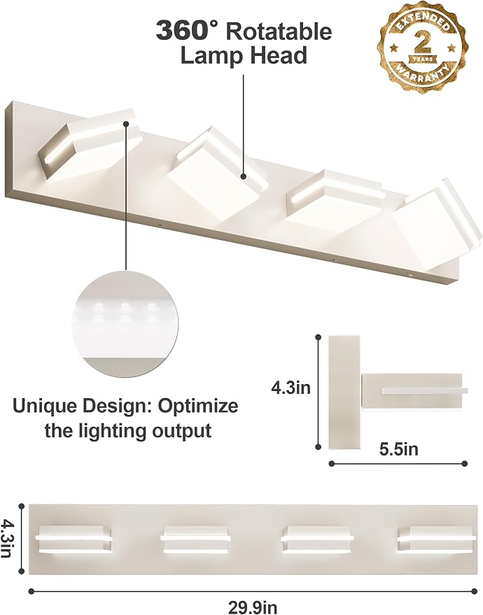 VOLISUN Modern Bathroom Vanity Light Fixtures, 5CCT Dimmable Bathroom Light - Image 6