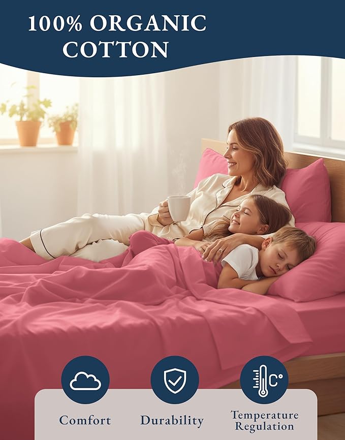 LANE LINEN 100% Organic Cotton Eco Friendly Bed Sheets Extra Long Twin - Image 6
