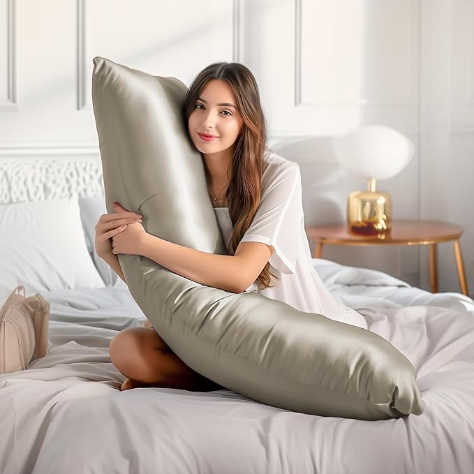 BEDELITE Satin Body Pillow Cover 2 Pack, Super Soft and Cooling Body Pillow - Image 3