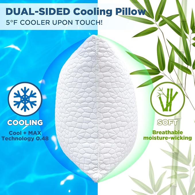 Cooling Bed Pillows for Sleeping 1 Pack Shredded Memory Foam Pillows Adjustable - Image 2