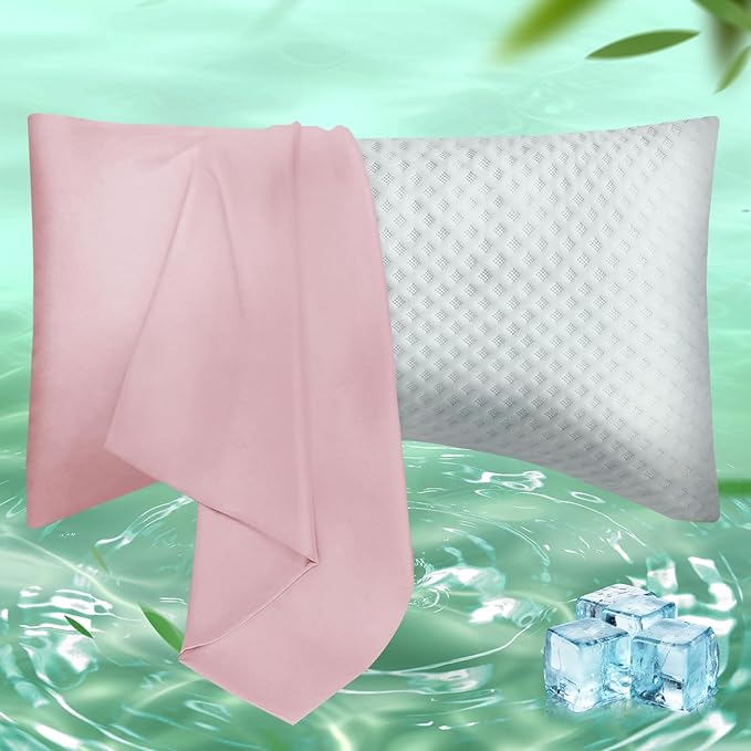 Curved Pillow Case King Size, Side Sleeper Pillow Cases Cover Cooling Rayon by JamRest