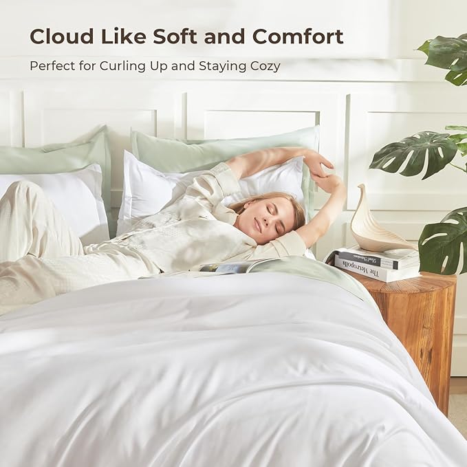 Litanika Oversized King Comforter Set White, 3 Pieces Lightweight Solid Bedding - Image 2