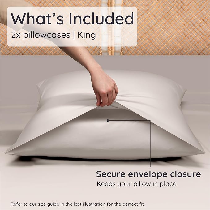 Bambaw 100% Viscose Derived from Bamboo Pillowcase King Size – Set of 2 Cooling - Image 2