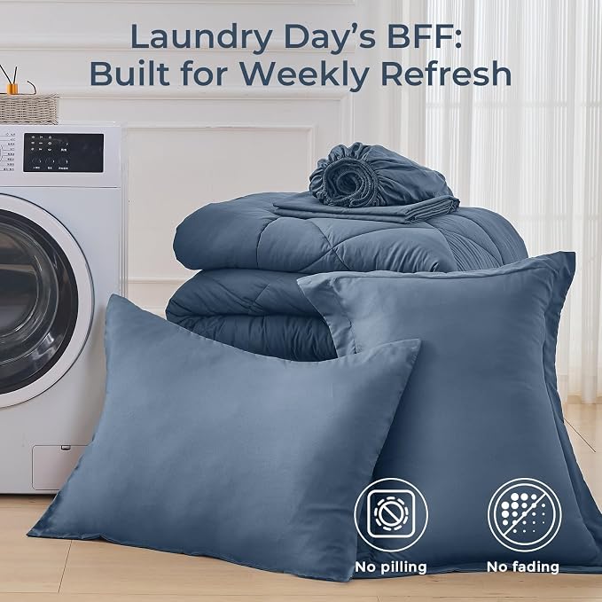 HEVUMYI Dusty Blue Twin-XL Comforter Set - Image 7