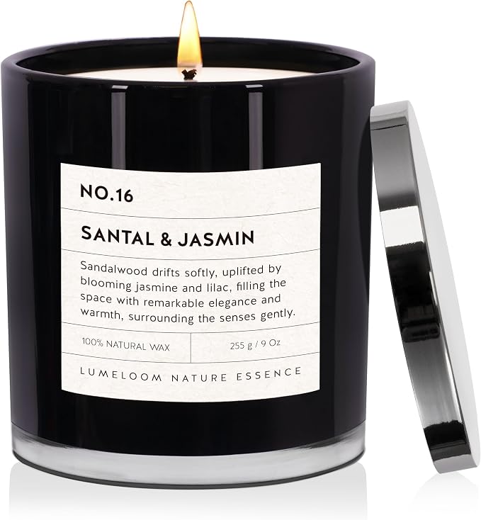 Santal & Jasmine Luxury Scented Candles, 9oz Soy Wax Candles by Unknown