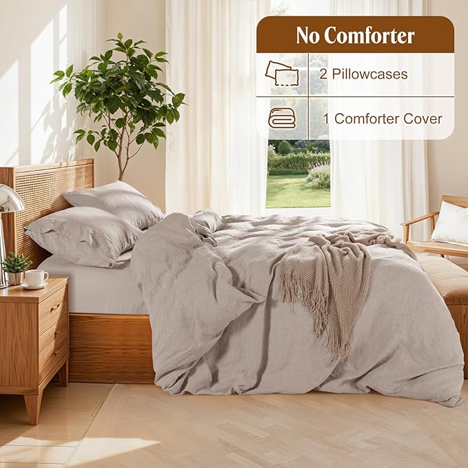 LBRO2M 100% France Linen Duvet Cover Set Full Size 3 Pcs Flax Comforter Cover - Image 4