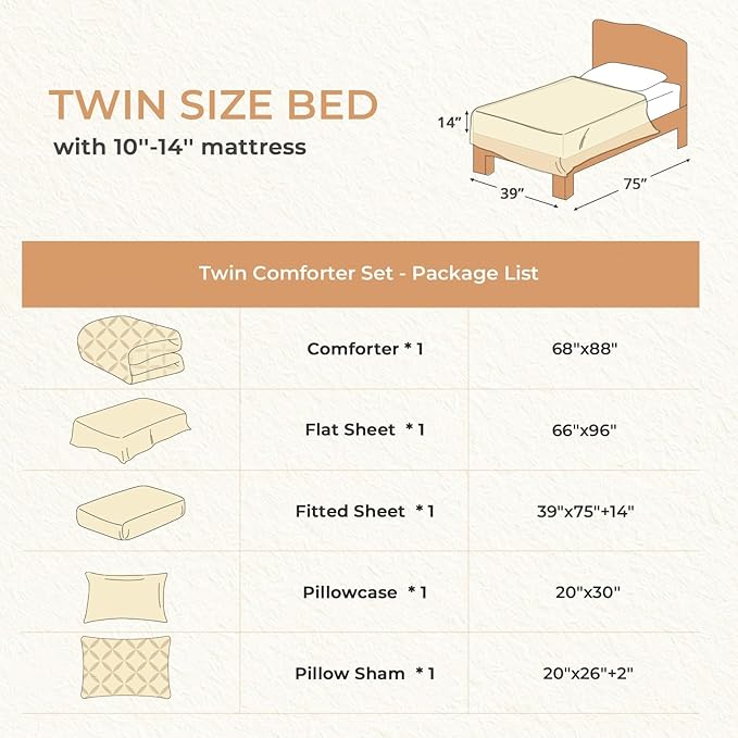 Sasttie Twin Comforter Set, 5-Piece Bed in a Bag, Pintuck Bedding Sets - Image 7