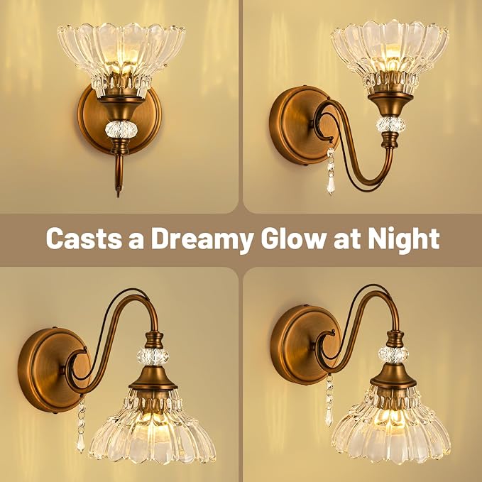 1 Piece Vintage Wall Sconce, 1-Light Matte Antique Brass Finish Wall Sconce - Image 3