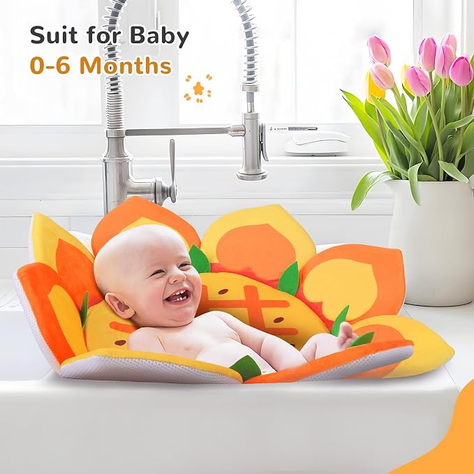 Flower Baby Bath Pad for Infant Bathtub Sink Flower Mat Tub Little Lotus - Image 5