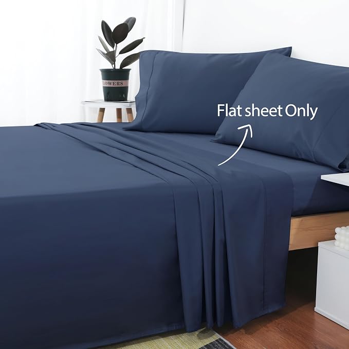 Cotton King Flat Sheet Only, 600 Thread Count 100% Egyptian Cotton Top Sheet - Image 2