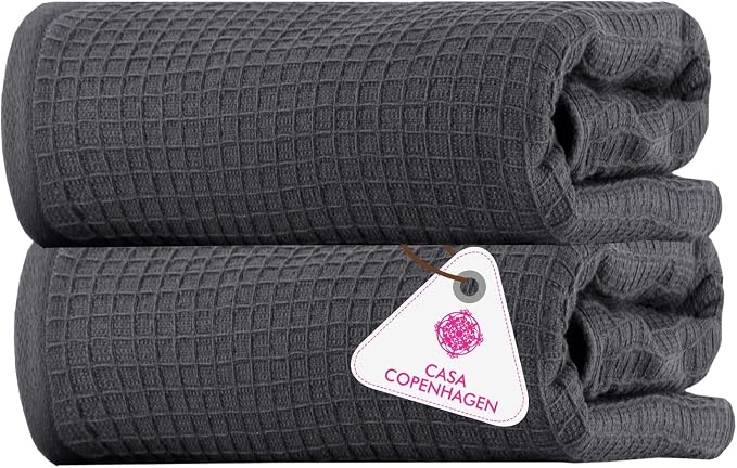 CASA COPENHAGEN Waffle 2Pcs 100% Egyptian Cotton Large Designer Bathsheet by CASACOPENHAGEN