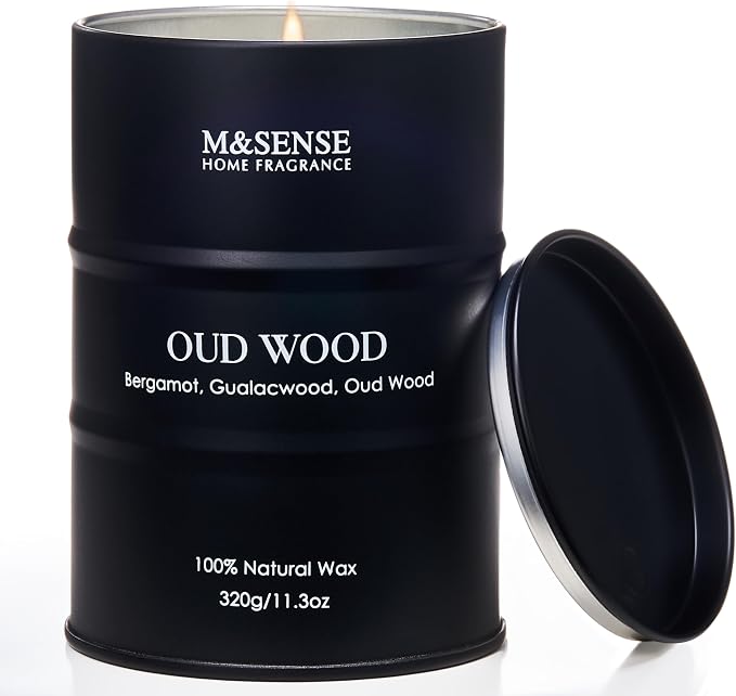 M&SENSE Oud Wood Scented Candles Christmas Decor, Natural Soy Wax Hoilday Candle by MSENSE