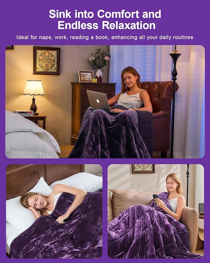 Super Fuzzy Soft Sherpa Fleece Weighted Blanket, 20 lbs Dual Sided Fluffy Heavy - Image 4
