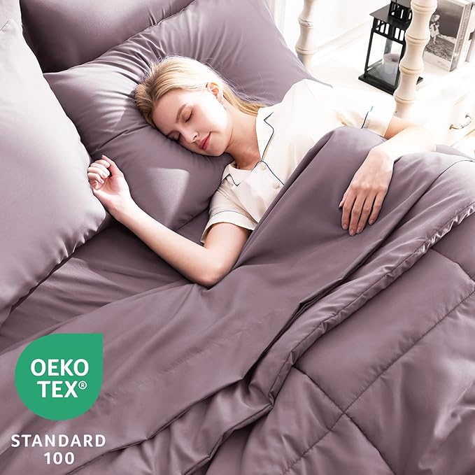 CozyLux Queen Comforter Set Dusty Purple, 7 Pieces Bed in a Bag, Bedding Set - Image 3